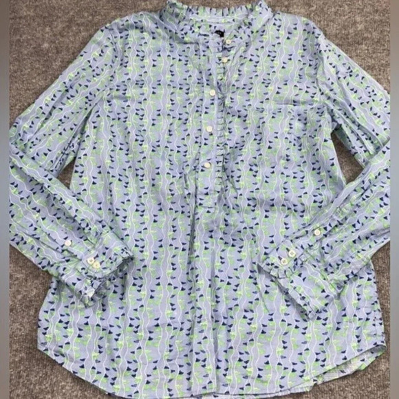 Talbots partial button front blouse with ruffle detail, size Small - Picture 1 of 7